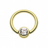 Gold Plated Gem Ball Captive Bead Ring-WildKlass Jewelry