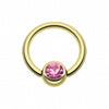 Gold Plated Gem Ball Captive Bead Ring-WildKlass Jewelry