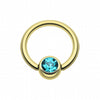 Gold Plated Gem Ball Captive Bead Ring-WildKlass Jewelry