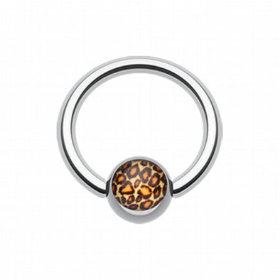 Leopard Print Logo Ball Captive Bead Ring-WildKlass Jewelry