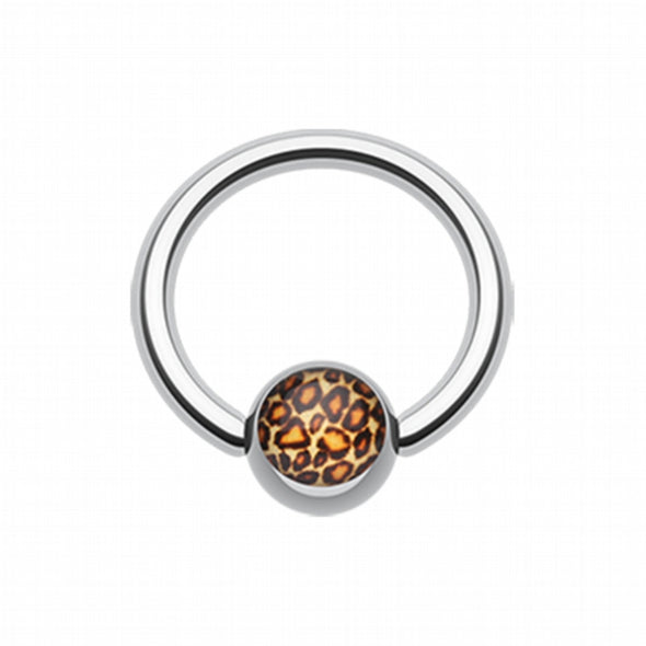 Leopard Print Logo Ball Captive Bead Ring-WildKlass Jewelry