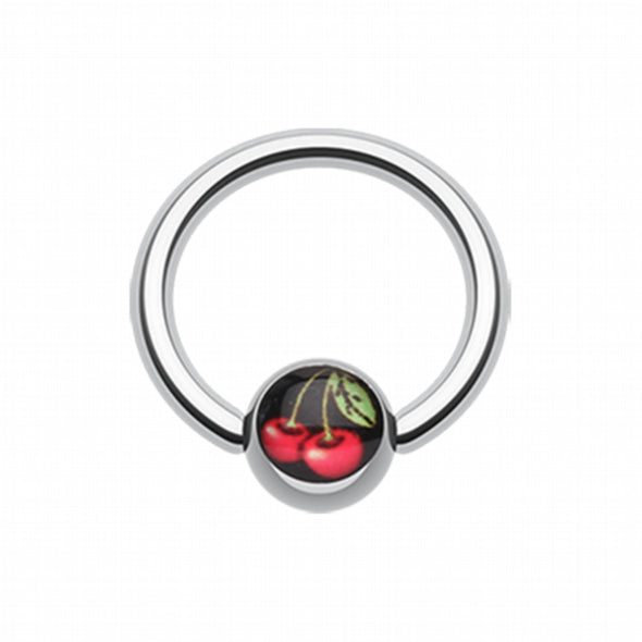 Luscious Cherry Logo Ball Captive Bead Ring-WildKlass Jewelry