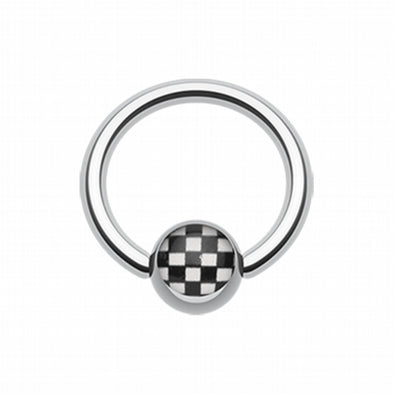 Checker Ball Logo Ball Captive Bead Ring-WildKlass Jewelry