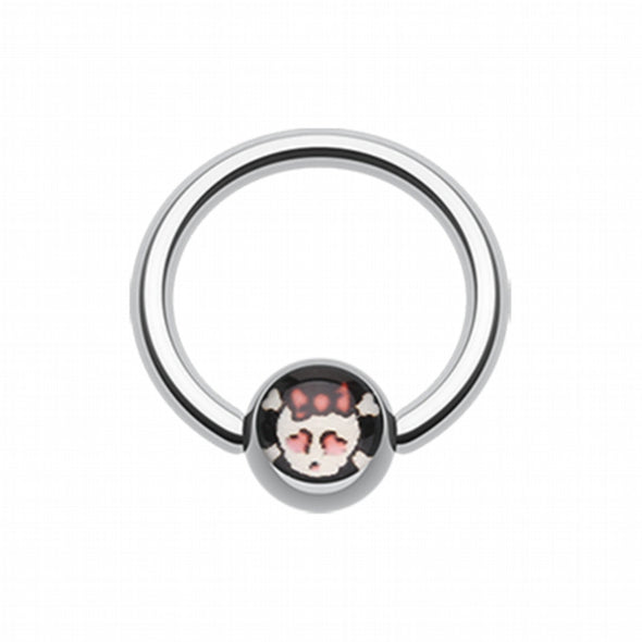 Cute Emo Skull Logo Ball Captive Bead Ring-WildKlass Jewelry