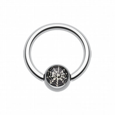 Spider Web Logo Ball Captive Bead Ring-WildKlass Jewelry