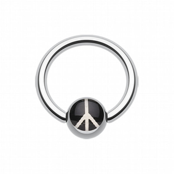 Classic Peace Logo Ball Captive Bead Ring-WildKlass Jewelry