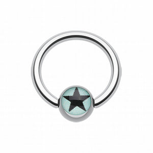 Vivid Star Logo Ball Captive Bead Ring-WildKlass Jewelry