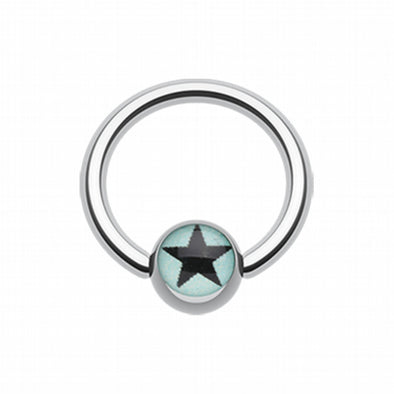 Vivid Star Logo Ball Captive Bead Ring-WildKlass Jewelry