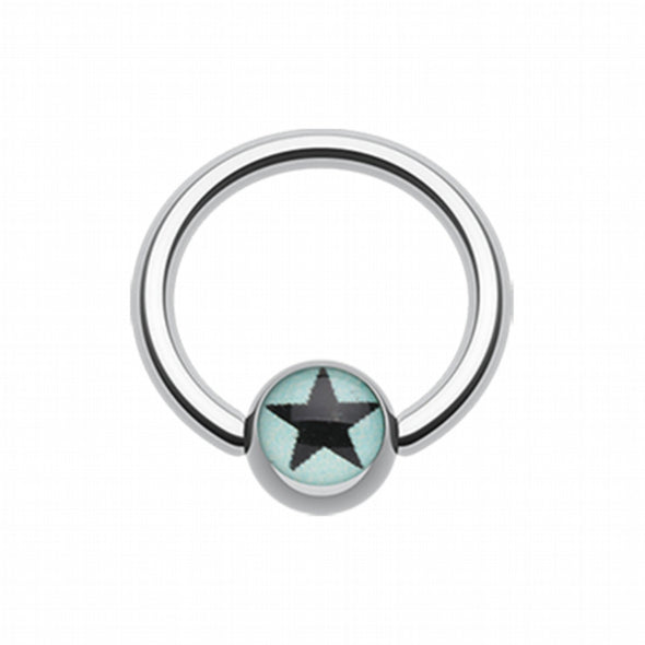 Vivid Star Logo Ball Captive Bead Ring-WildKlass Jewelry