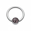 Zebra Stripe Logo Ball Captive Bead Ring-WildKlass Jewelry