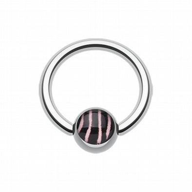 Zebra Stripe Logo Ball Captive Bead Ring-WildKlass Jewelry