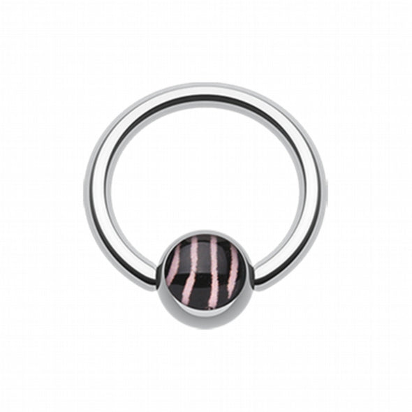 Zebra Stripe Logo Ball Captive Bead Ring-WildKlass Jewelry
