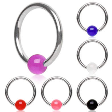 316L Surgical Steel Captive Bead Ring with UV Coated Acrylic Ball-WildKlass Jewelry