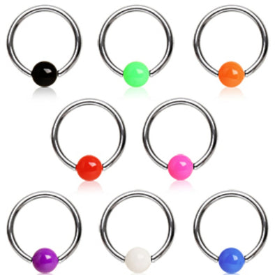 316L Surgical Steel Captive Bead Ring with Solid UV Ball-WildKlass Jewelry