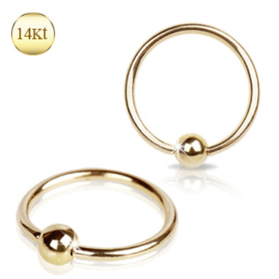 14Kt Yellow Gold WildKlass Captive Bead Ring with Ball-WildKlass Jewelry