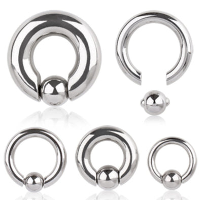 316L Surgical Steel Captive Bead Ring with Spring Dimple Ball-WildKlass Jewelry