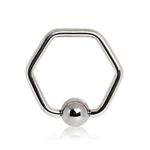 316L Surgical Steel Hexagon Captive Bead Ring-WildKlass Jewelry