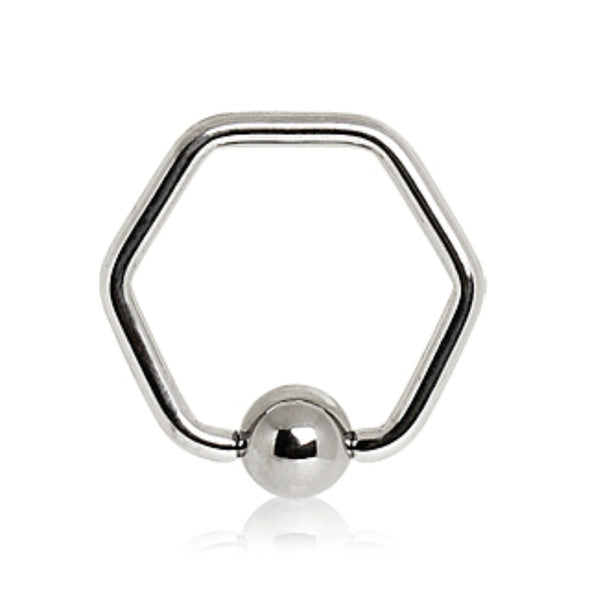 316L Surgical Steel Hexagon Captive Bead Ring-WildKlass Jewelry