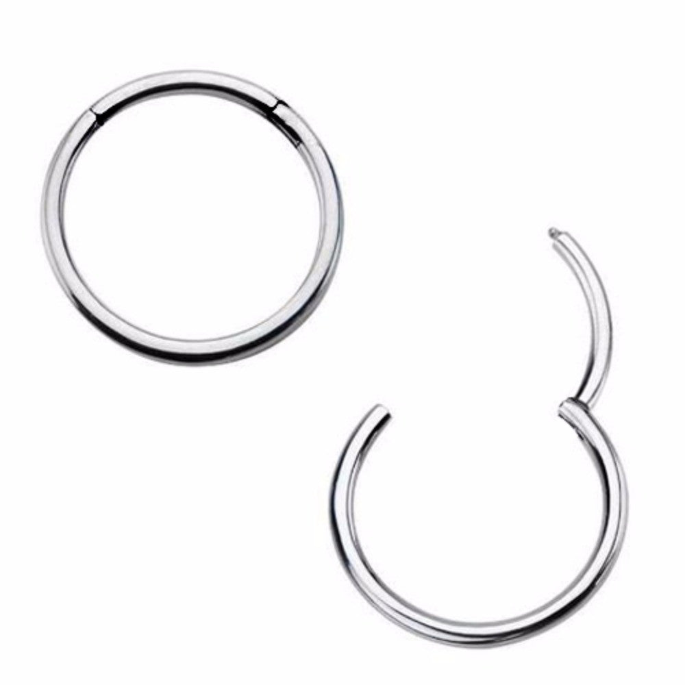316L Surgical Steel Silver Hinged Seamless Clicker Septum Ring 20g 18g 16g 14g 12g 10g