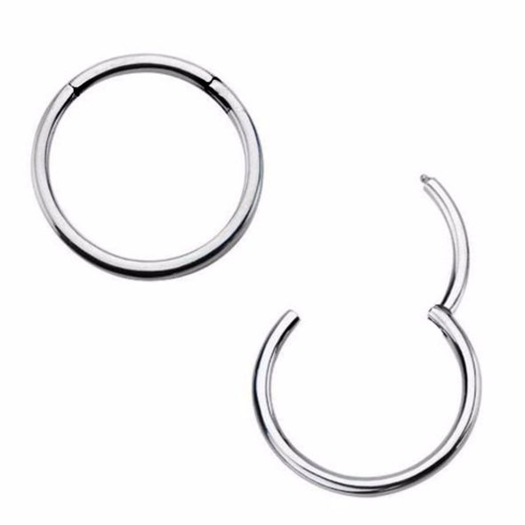 316L Surgical Steel Silver Hinged Seamless Clicker Septum Ring 20g 18g 16g 14g 12g 10g-WildKlass Jewelry