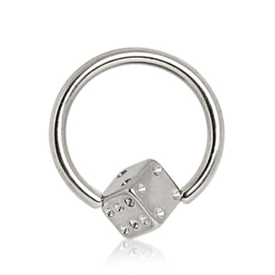 316L Surgical Steel Captive Bead Ring with Dice-WildKlass Jewelry