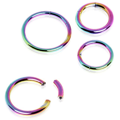 Rainbow PVD Plated Circular Segment Ring-WildKlass Jewelry