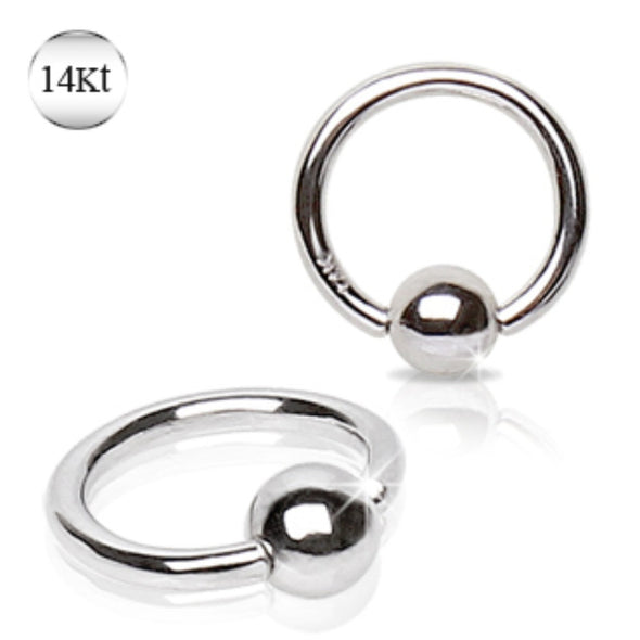 14Kt White Gold Captive Bead Ring with Ball-WildKlass Jewelry