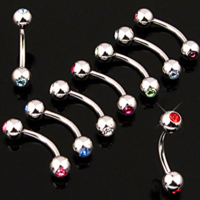 14 & 16ga 316L Surgical Stainless Steel WildKlass Eyebrow Curve Barbell-WildKlass Jewelry