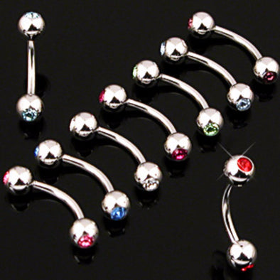 14 & 16ga Eyebrow Curve WildKlass Barbelld Double Press fit jeweled-WildKlass Jewelry