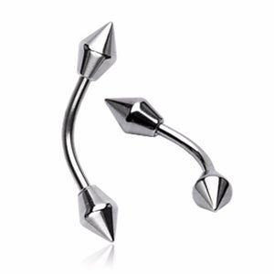6MM Spear Shape Cones 316L Surgical Steel WildKlass Curve Barbell Barbell (Sold by Piece)-WildKlass Jewelry