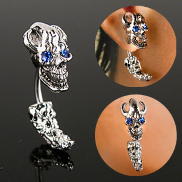 Curved Skull Head & Tail with Gem (Sold by Piece)-WildKlass Jewelry