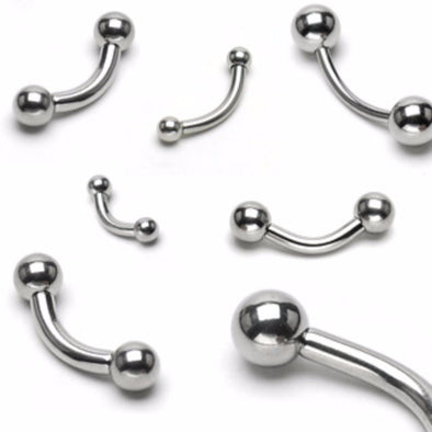 WildKlass Ball 316L Surgical Steel WildKlass Curve Barbell (Sold by Piece)-WildKlass Jewelry