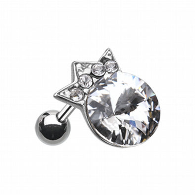Crown Topped Gem Cartilage Tragus Earring-WildKlass Jewelry