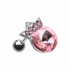 Crown Topped Gem Cartilage Tragus Earring-WildKlass Jewelry