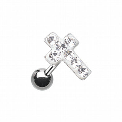 Cross Multi-Sprinkle Dot Multi-Gem Cartilage Tragus Earring-WildKlass Jewelry
