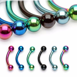 10PC 16G Black Titanium IP Over 316L Surgical Steel WildKlass Curve Barbell Barbelled WildKlass Barbell Package-WildKlass Jewelry