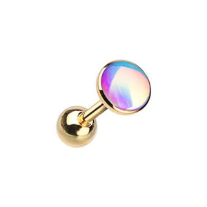 Golden Convex Revo WildKlass Cartilage Tragus Earring-WildKlass Jewelry