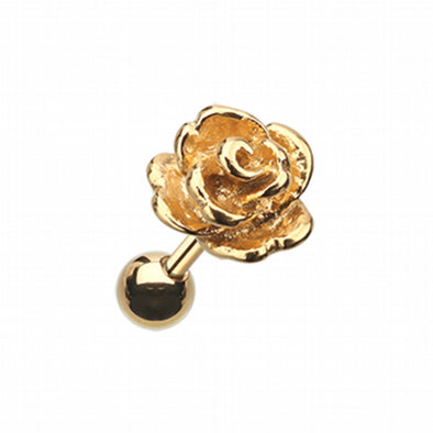 Golden Steel Rose Cartilage Tragus Earring-WildKlass Jewelry