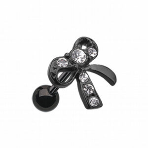 Blackline Lacy Bow-Tie Cartilage Tragus Earring-WildKlass Jewelry