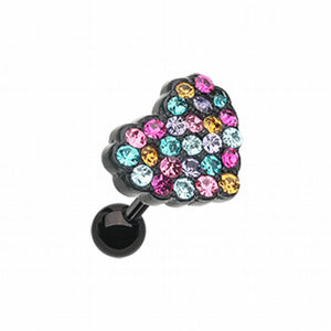 Sprinkles Heart Multi-Gem Cartilage Tragus Earring-WildKlass Jewelry
