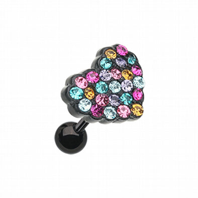 Sprinkles Heart Multi-Gem Cartilage Tragus Earring-WildKlass Jewelry