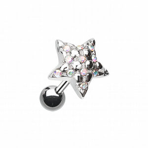 Fluffy Star Multi-Gem Cartilage Tragus Earring-WildKlass Jewelry
