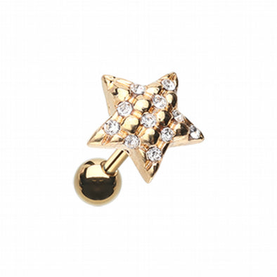 Golden Star Multi-Gem Cartilage Tragus Earring-WildKlass Jewelry