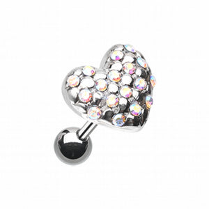 Fluffy Heart Multi-Gem Cartilage Tragus Earring-WildKlass Jewelry