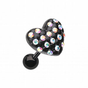 Blackline Heart Multi-Gem Cartilage Tragus Earring-WildKlass Jewelry
