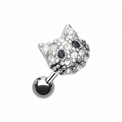 Adorable Kitty Multi-Gem Cartilage Tragus Earring-WildKlass Jewelry