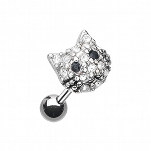 Adorable Kitty Multi-Gem Cartilage Tragus Earring-WildKlass Jewelry