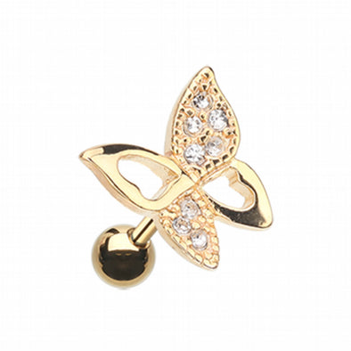 Golden Butterfly Cartilage Tragus Earring-WildKlass Jewelry