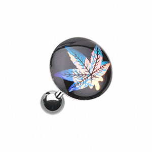 Chroma Flair Cannabis Weed Cartilage Tragus Earring-WildKlass Jewelry