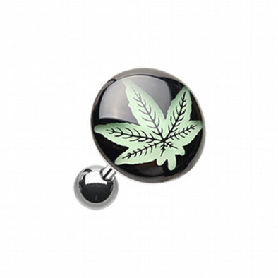 Glow in the Dark Cannabis Weed Cartilage Tragus Earring-WildKlass Jewelry